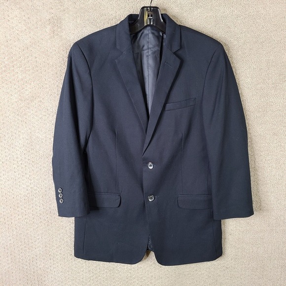 Calvin Klein Jacket Kids Boys 18R Blue Blazer Polyester Blend 2 Button Suit Coat - Picture 1 of 13